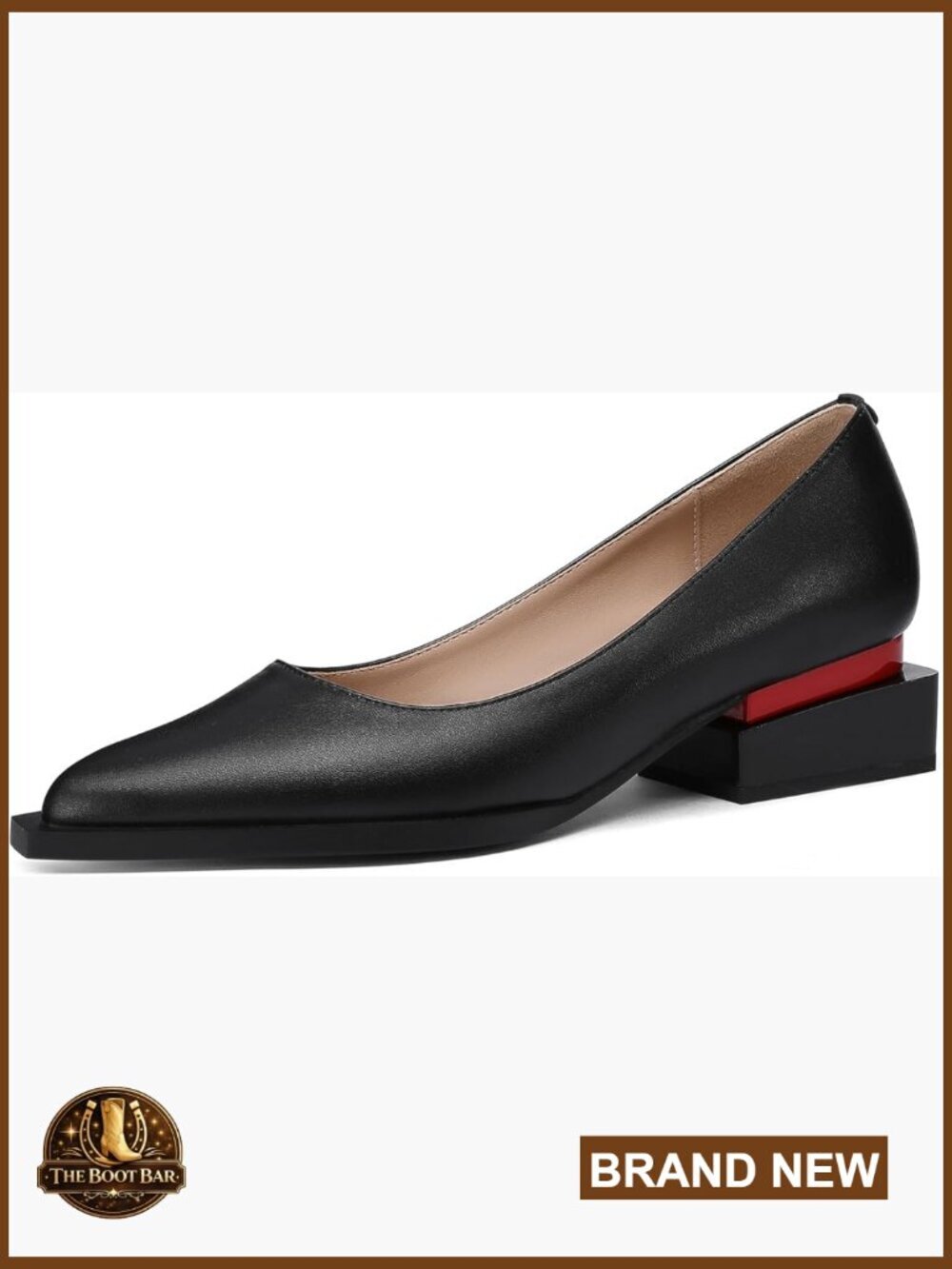 Women's Chunky Heel Pumps with Arch Support Pointed Toe Dress Flats